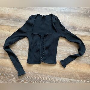 medium zara long sleeve black body-con crop top